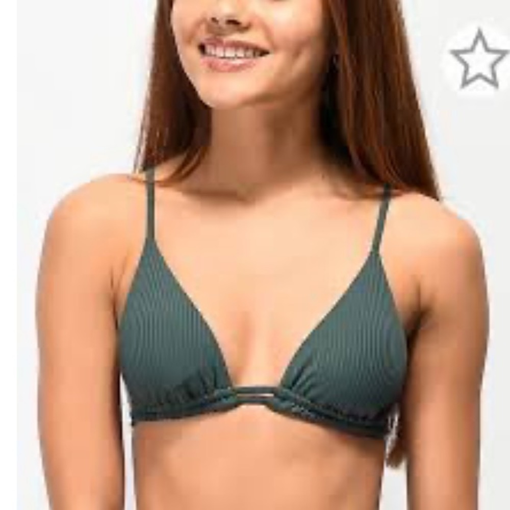 Damsel aftan flat ribbed green triangle swim top size medium